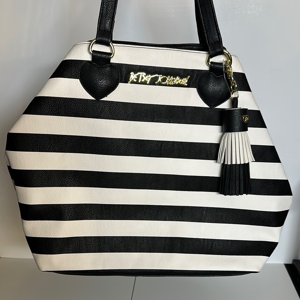 Betsey Johnson Black and White Striped Tote - NWOT